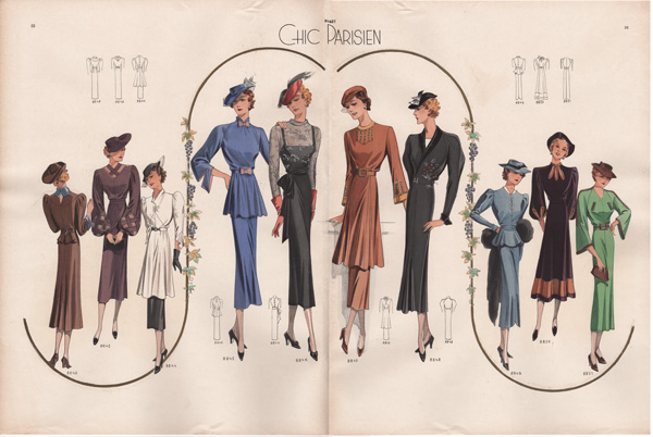 Vintage French fashion prints 1936